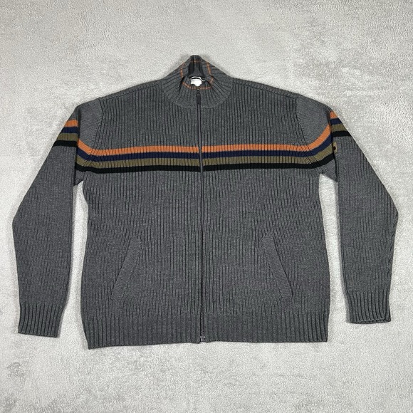 North Face A5 Series Sweater Jacket Mens Large Gray Full Zip Knit Wool Blend - Picture 1 of 13